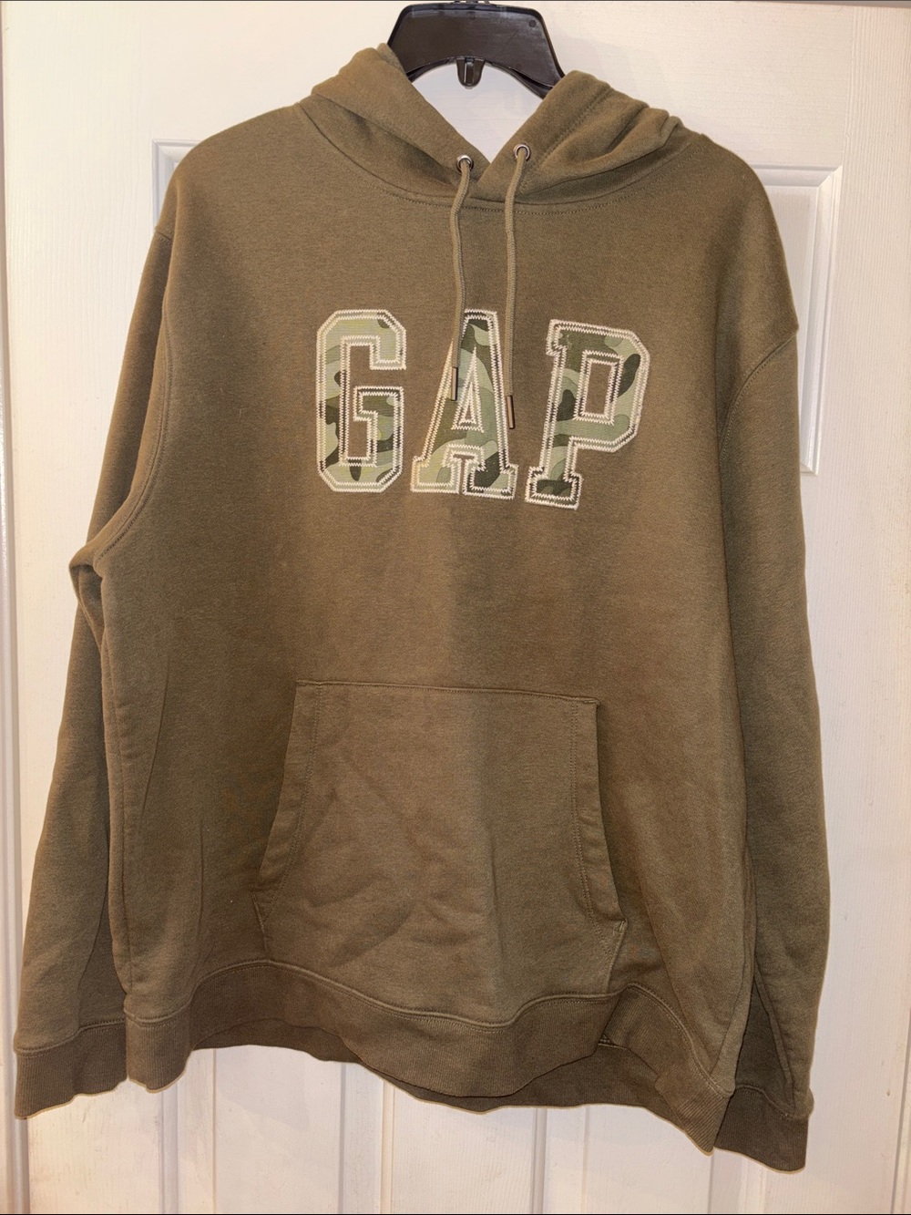 GAP Olive Green Hoodie with Camo Logo M EUC
